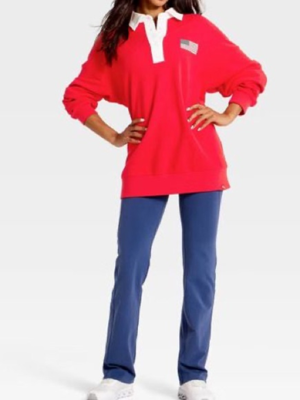 JoyLab Women's Americana French Terry Polo Sweatshirt Sz Medium - NWT - Picture 5 of 5